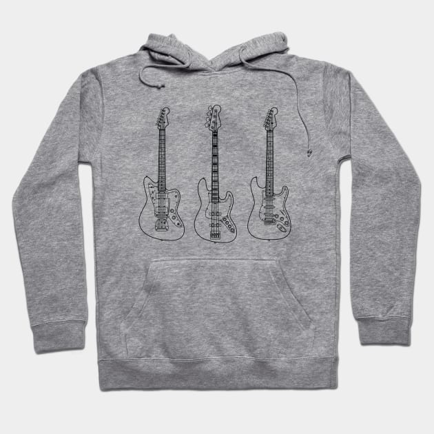 Guitar and Bass Collection Outline Light Theme Hoodie by nightsworthy